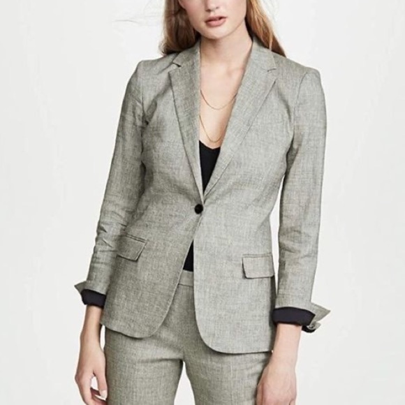 THEORY Linen Blazer Grey 2 - Picture 11 of 12